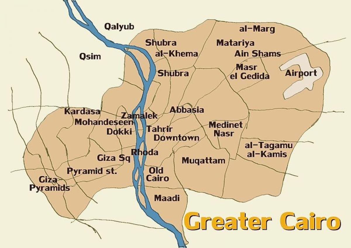 Χάρτης του καΐρου και στις γύρω περιοχές